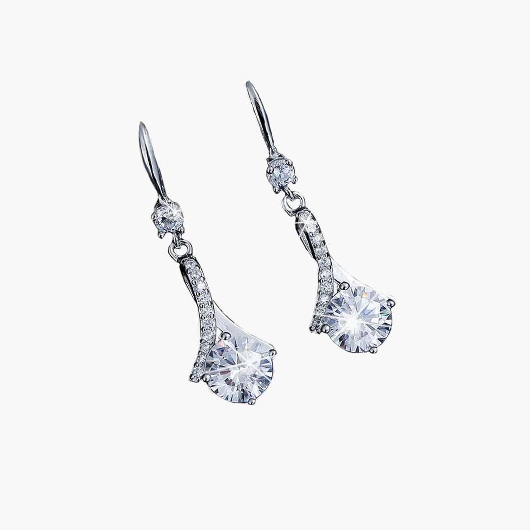 Cubic Zirconia White Gold Earrings - Luxesmith - Handcrafted Jewellery