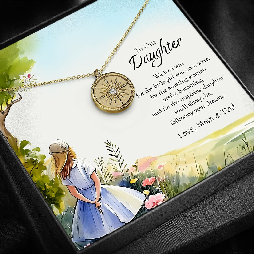 "To My Daughter" - Compass Pendant - Luxesmith - Handcrafted Jewellery