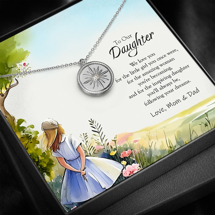 "To My Daughter" - Compass Pendant - Luxesmith - Handcrafted Jewellery