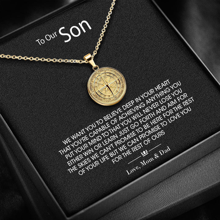 "To My Son/Grandson" - Compass Pendant - Luxesmith - Handcrafted Jewellery