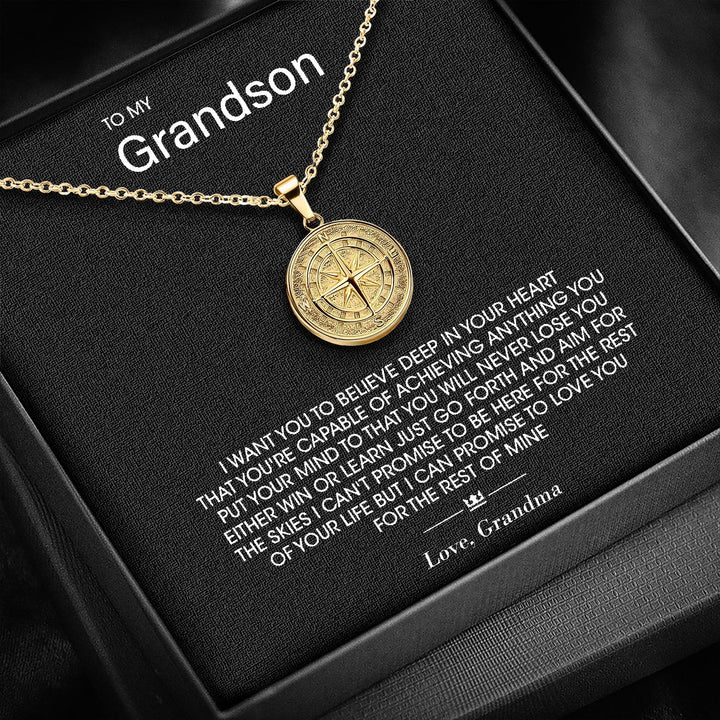 "To My Son/Grandson" - Compass Pendant - Luxesmith - Handcrafted Jewellery