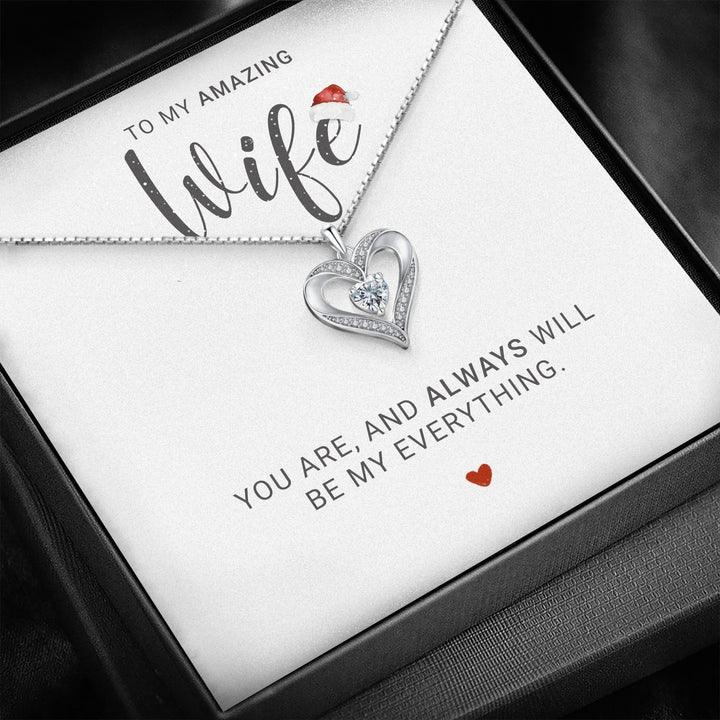 "To My Wife, Happy Christmas" - Silver Love Heart Necklace - Luxesmith - Handcrafted Jewellery