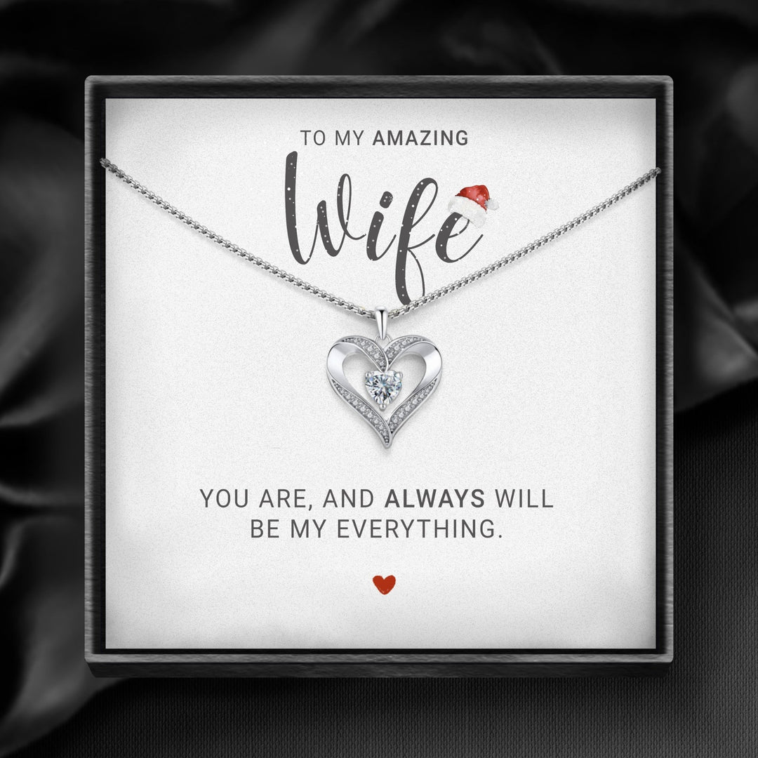 "To My Wife, Happy Christmas" - Silver Love Heart Necklace - Luxesmith - Handcrafted Jewellery