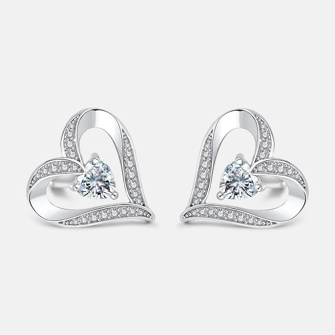 Silver Love Heart Earrings - Luxesmith - Handcrafted Jewellery