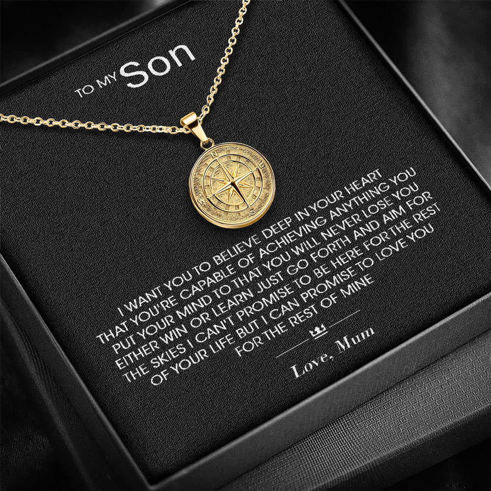 "To My Son" - Compass Pendant Gift Set - Luxesmith - Handcrafted Jewellery