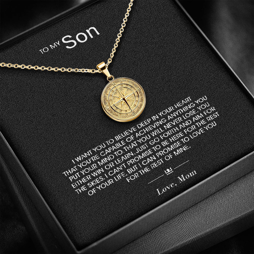 "To My Son" - Compass Pendant Gift Set - from Mom - Luxesmith - Handcrafted Jewellery